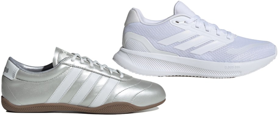 silver and white adidas shoes