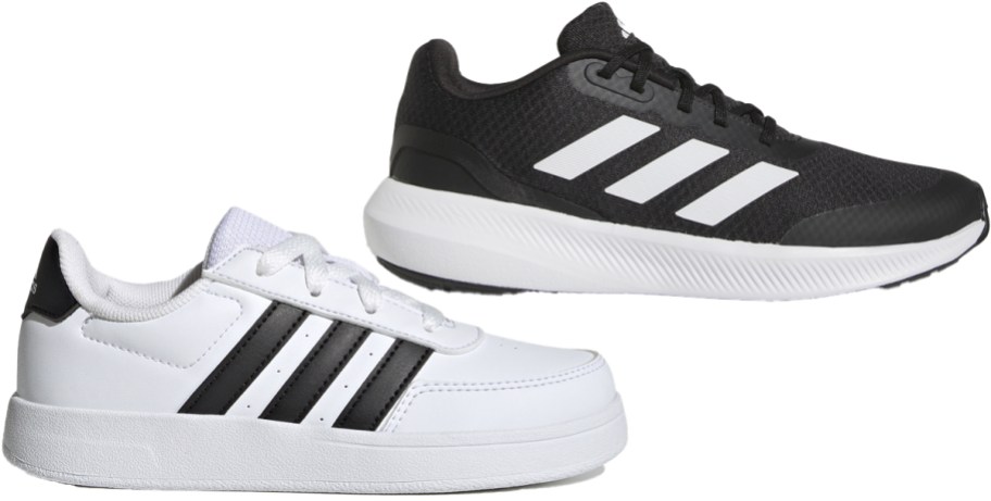 white and black adidas sneakers
