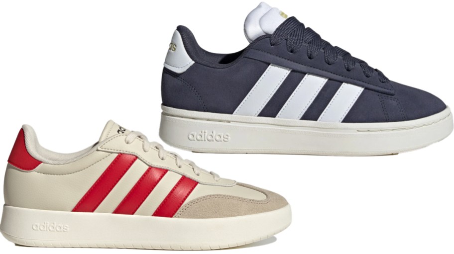 white and blue adidas shoes