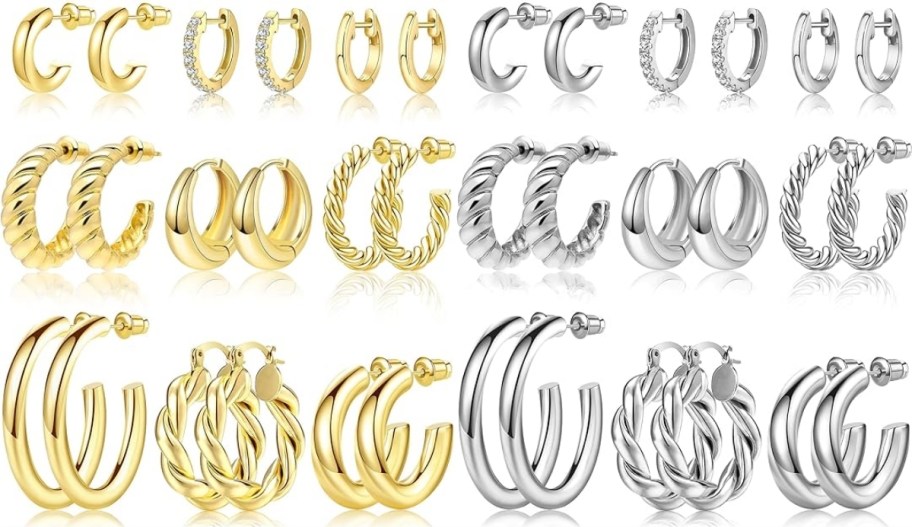 gold and silver earring sets