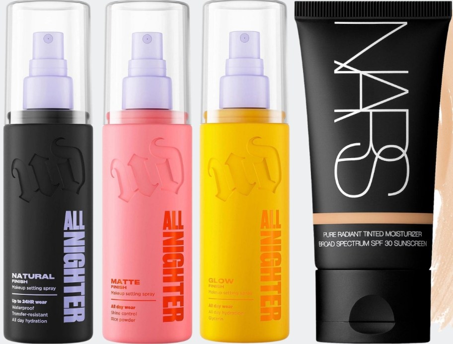 finishing spray and skin tint