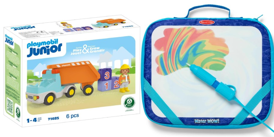 dump truck playset and reusable water board
