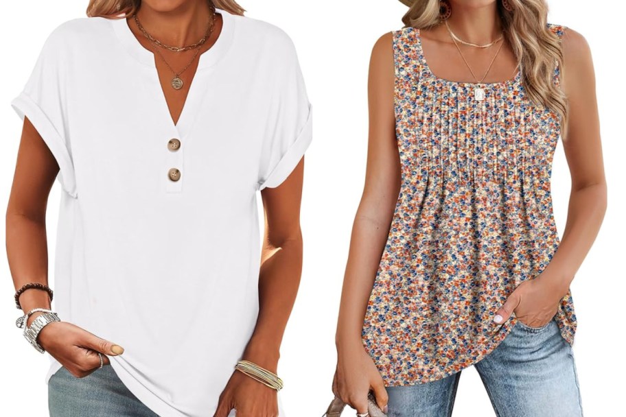 women in white shirt and floral tank