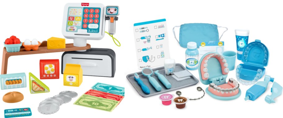 kids toy register and dentist set