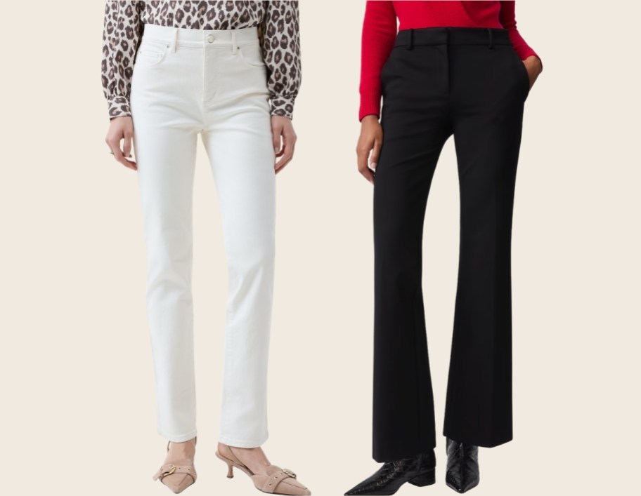 white and black ann taylor pants