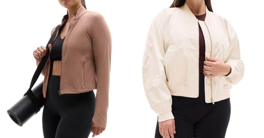 two women wearing athleta jackets