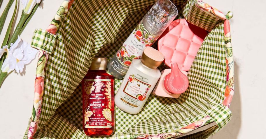 inside of bath and body works Vera Bradley Exclusive Tote Gift Bag Set