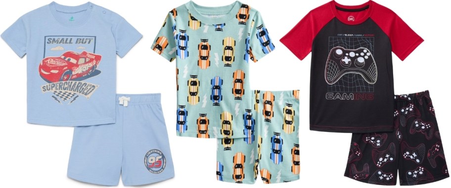 three set od kids shorts pajamas