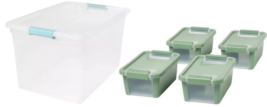 Brightroom 66-Quart Clear Storage Bin w/ Latches and Latching Window Utility Storage Box 4-Pack