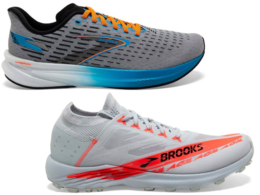 gray and orange brooks shoes