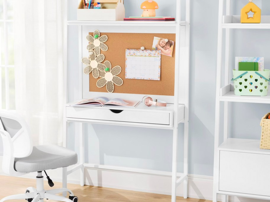 white bulletin board desk 