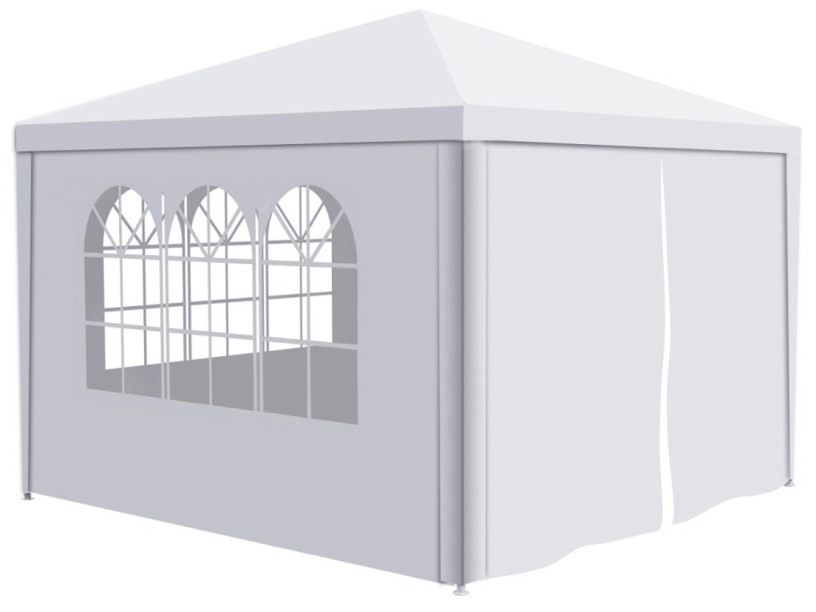 stock image of a white canopy tent