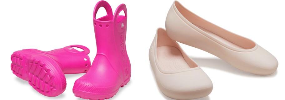 pink boots and clogs 