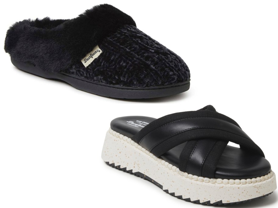 black slipper and sandal 