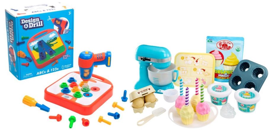 Educational Insights Design & Drill Preschool Construction Toy and Little Tikes Creative Chefs Baker&rsquo;s Kit with Make-It Mix Play Sand