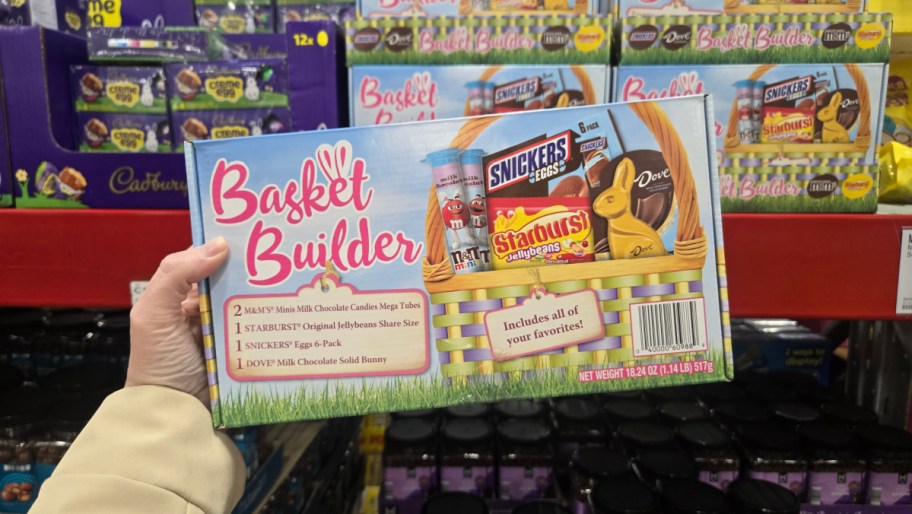 hand holding a box of easter candy