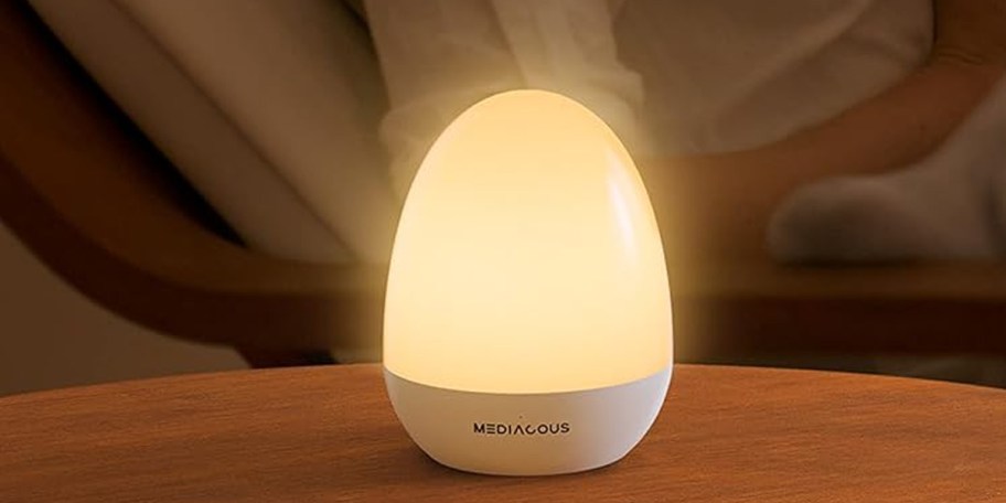 egg night light on table