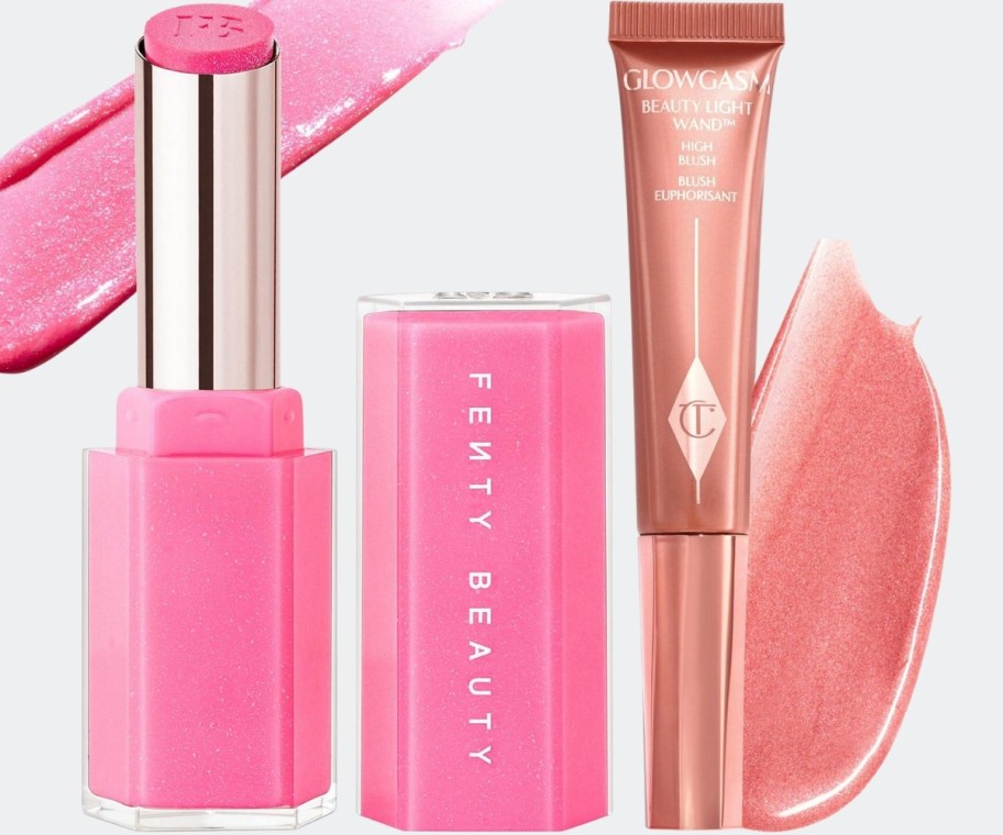 lip gloss and highlighter