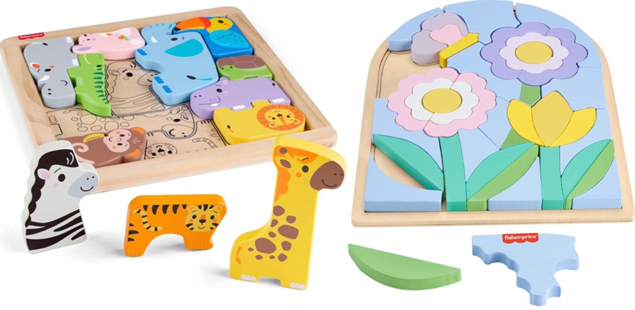 animal and flower wooden puzzles 