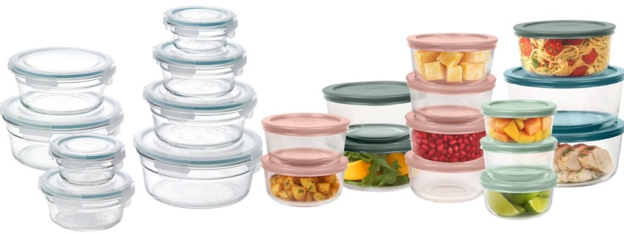 two glass food storage sets