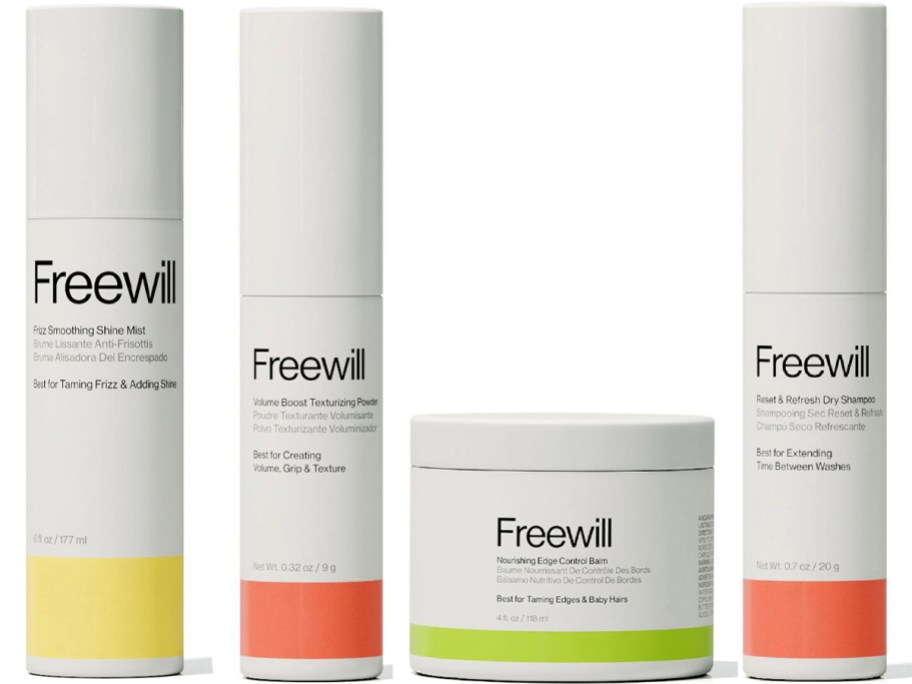 4 freewill hair bottles