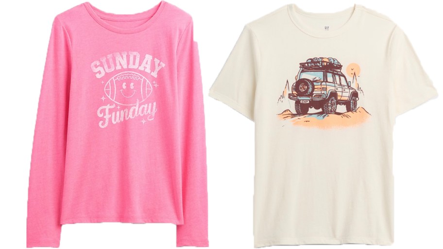 pink and white kids tees 