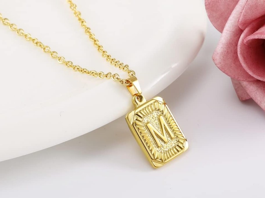 gold initial necklace