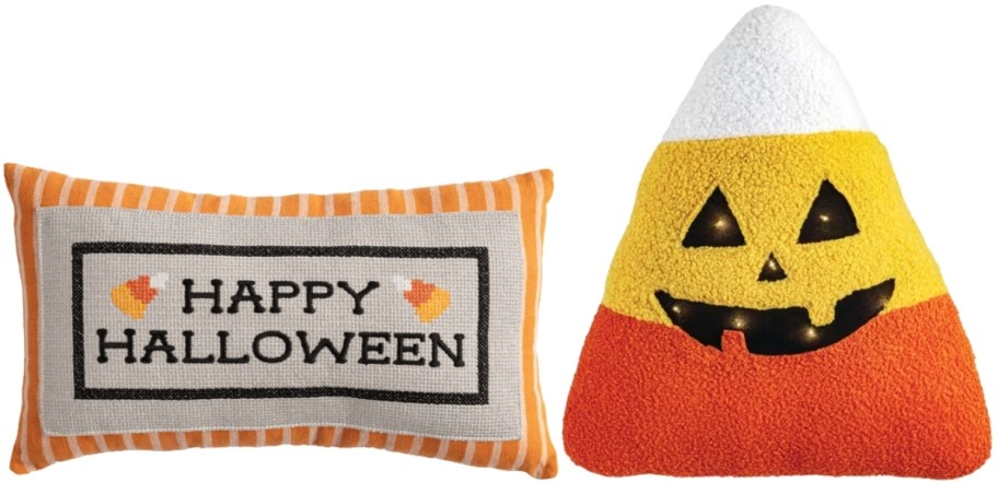 rectangle halloween pillow with candy corn pillow