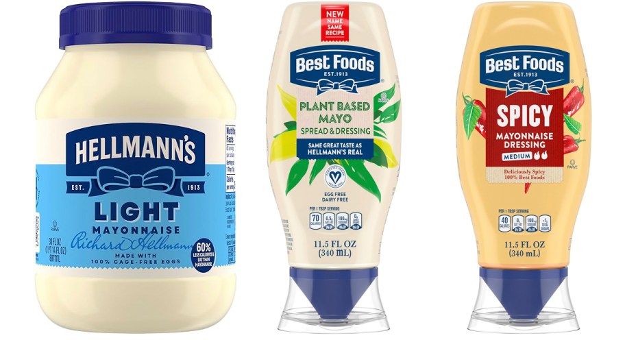 hellmann's mayo jar and two bottles 