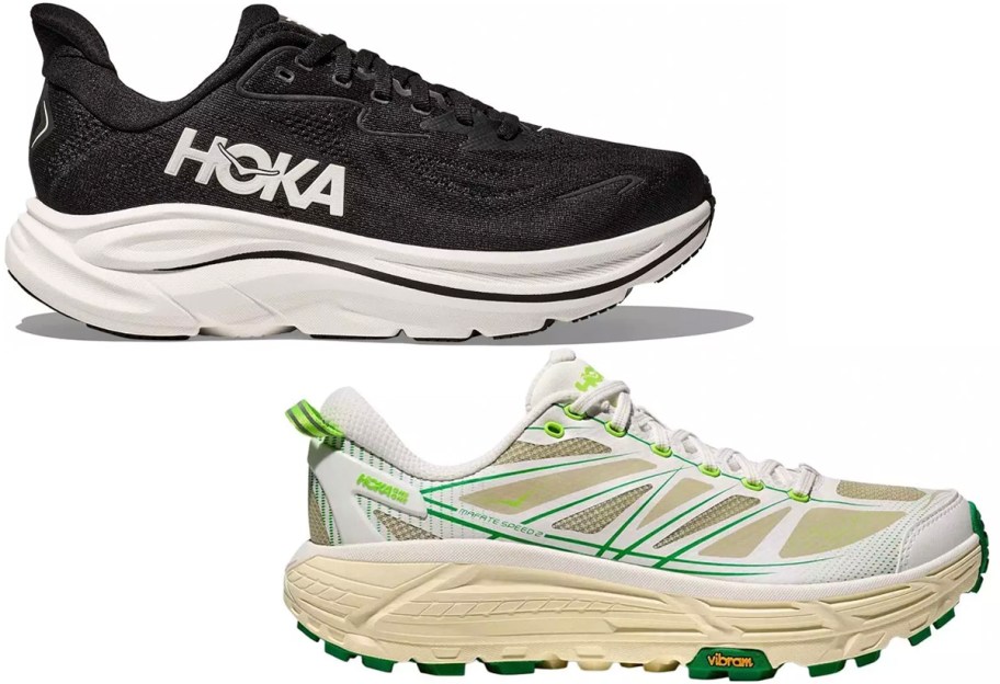 black and green hoka running shoes 