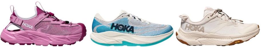 three hoka shoes