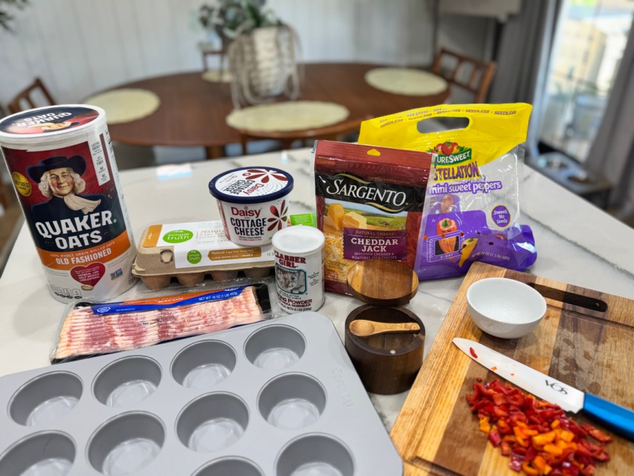 ingredients to make cottage cheese egg bites on the counter
