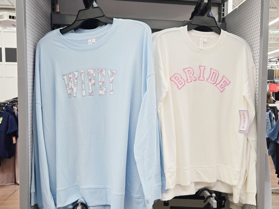 blue and white bridal tops hanging 