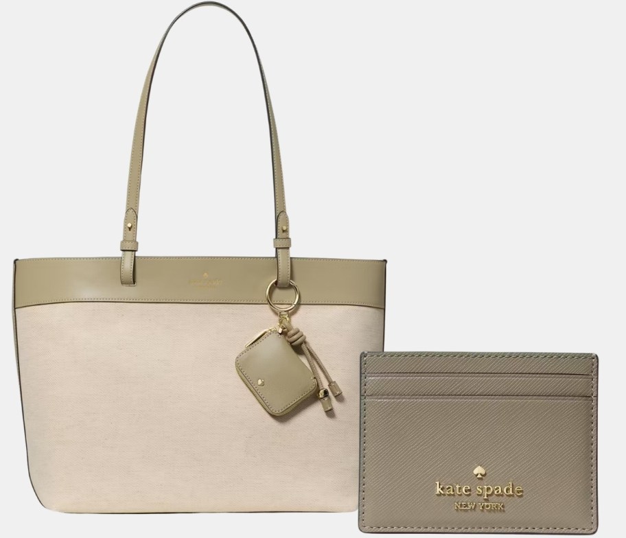 a tote bag and a card case