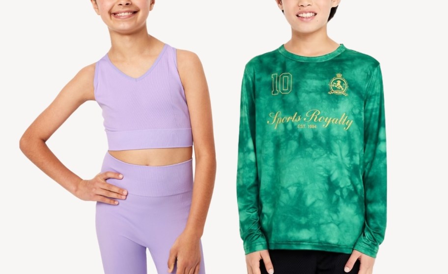 girl and boywearing old navy athletic wear