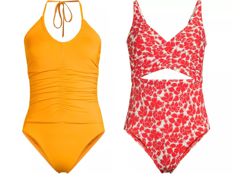 orange and red swimsuits