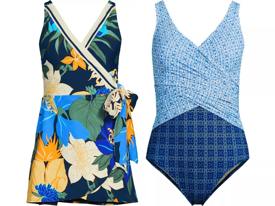 floral and blue womens swimsuits 