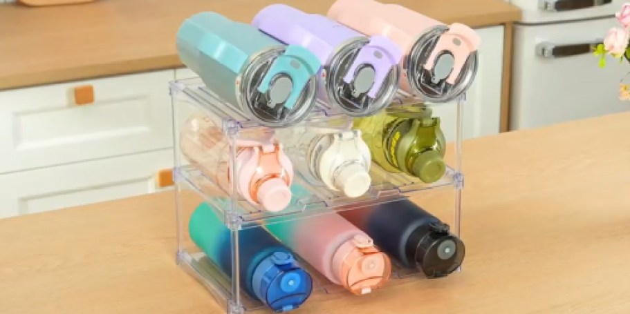 Water Bottle Organizer Just $9.99 Shipped w/ Amazon Prime (Holds NINE Bottles!)