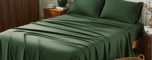 a four piece microfiber sheet set in Emerald Green
