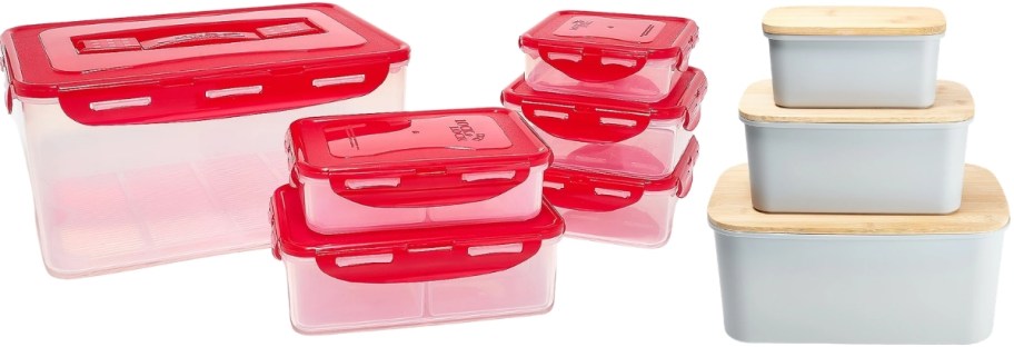 6 piece lock n lock food storage and 3 pack storage boxes with bamboo lids
