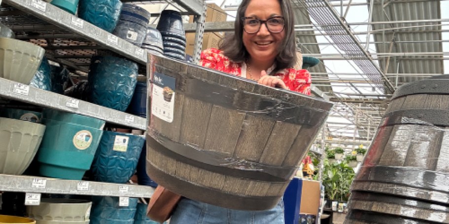 BOGO Popular Whiskey Barrel Planters at Lowes (Only $6.49 Each!)