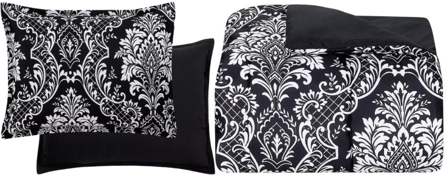 a black and white 3 piece comforter set