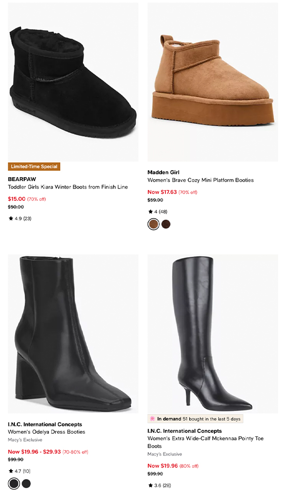 4 black and brown boots 