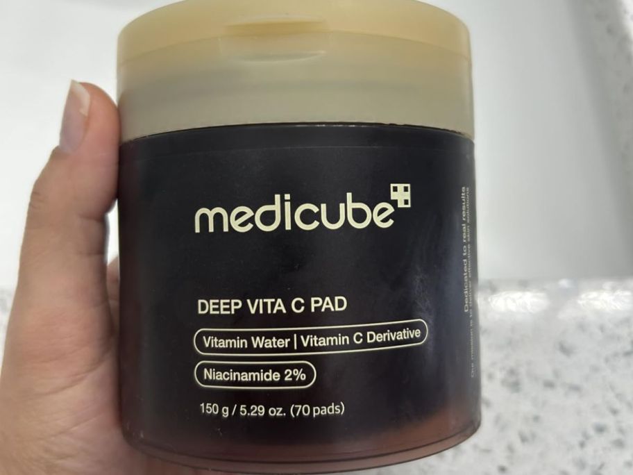 Medicube Toner Pad Deep Vita C Facial Toner Pad 70 sheets to hold in your hand in the bathroom