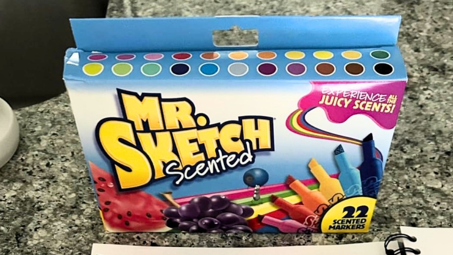 mr sketch scented markers 22 pack on a tabletop