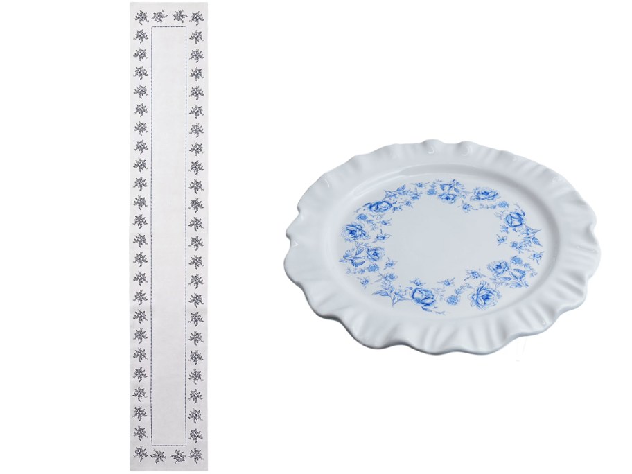 floral table runner and plate 