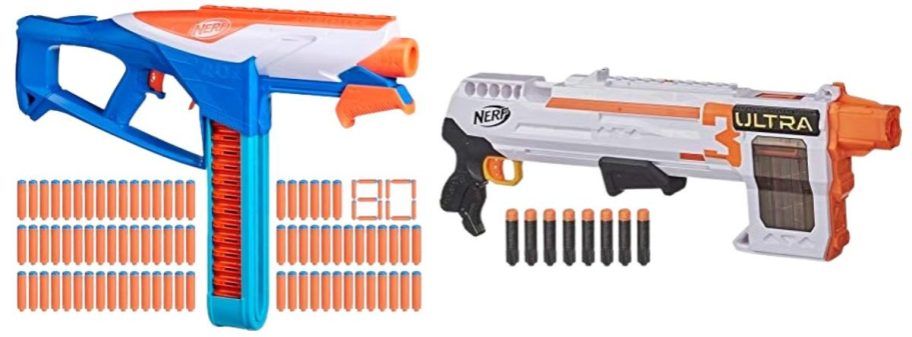 two NERF blasters