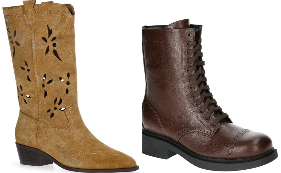 star brown boot and leather combat boot