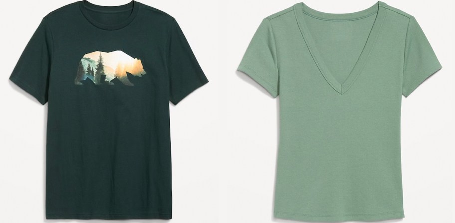 green bear and womens green tee 