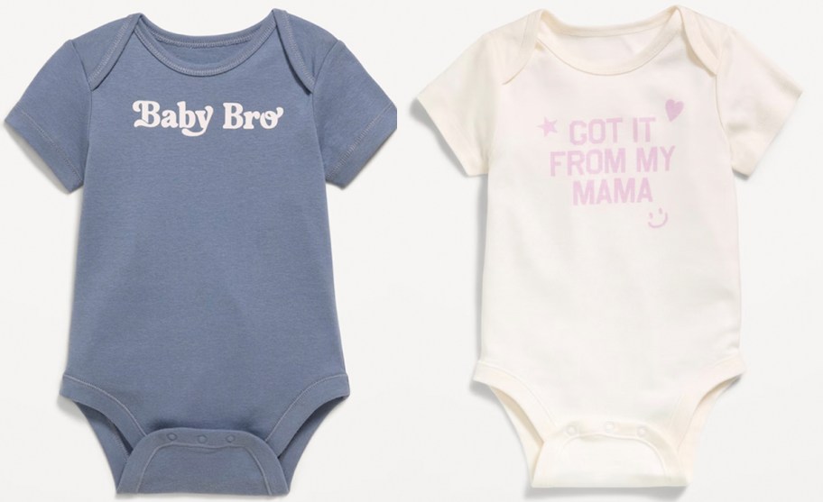 blue and white bodysuits